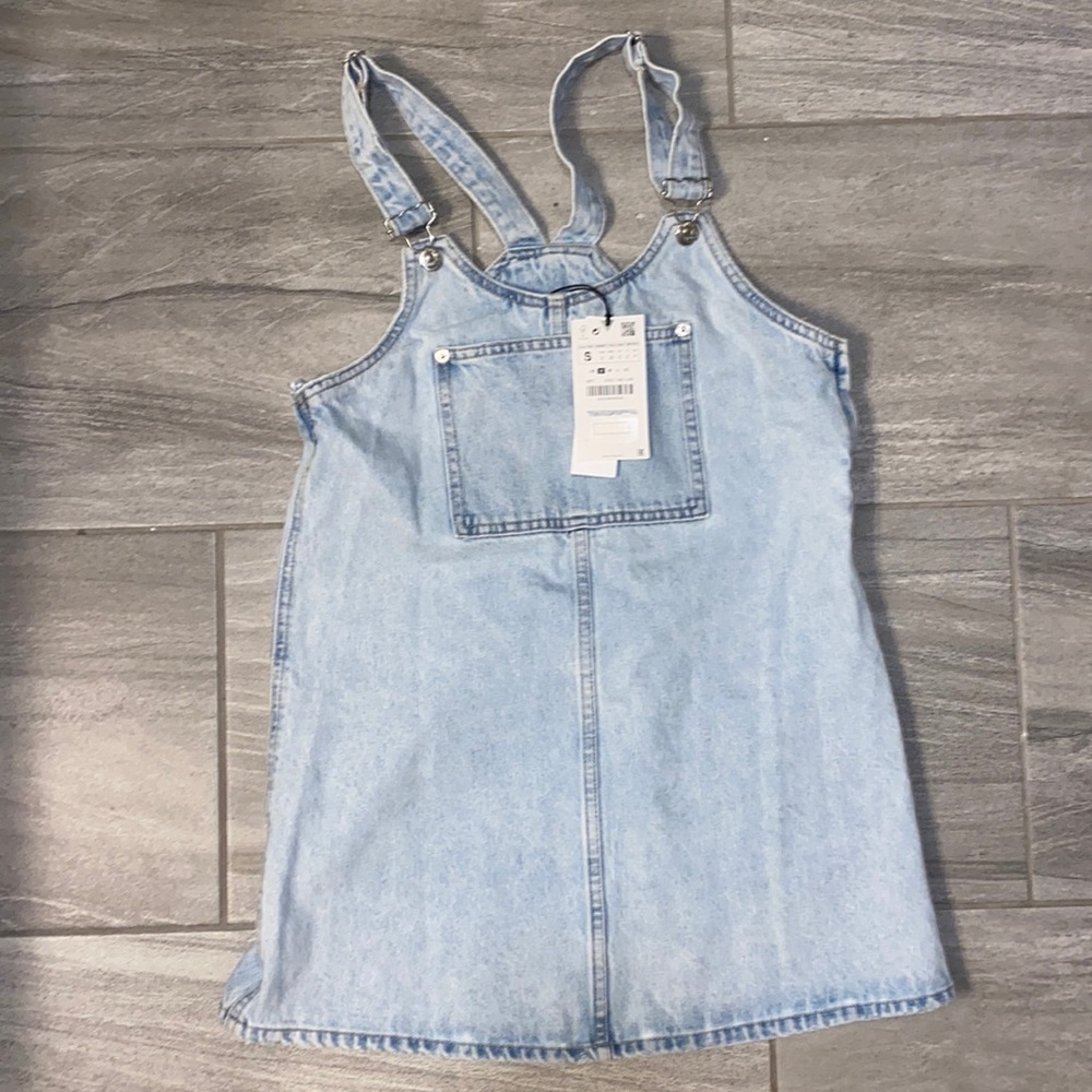NWT ZARA overall dress denim